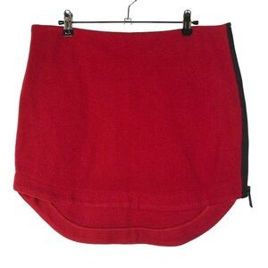 Drifter Red Wool Black Side Zip Mini Skirt L